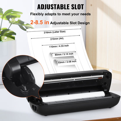 Portable Thermal Printer - 2600mAh Battery, 300 DPI, Bluetooth Inkless Mobile Printer for A4, A5 & 8.5" x 11" Thermal Paper, Compatible with iOS, Android & Laptop, for Travel, Office & Home Use