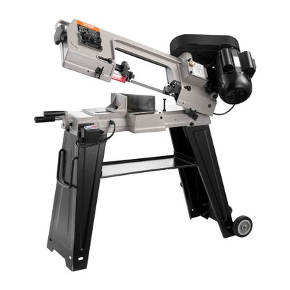 Metal Horizontal Band Saw, 102 x 152 mm(4 in x 6 in) Rectangular Cutting Capacity, 220V Metal Vertical Cutting Bandsaw with 550W Motor, 0-45° Angle Adjustment, Variable Speed, for Metal, Wood, and Plastic