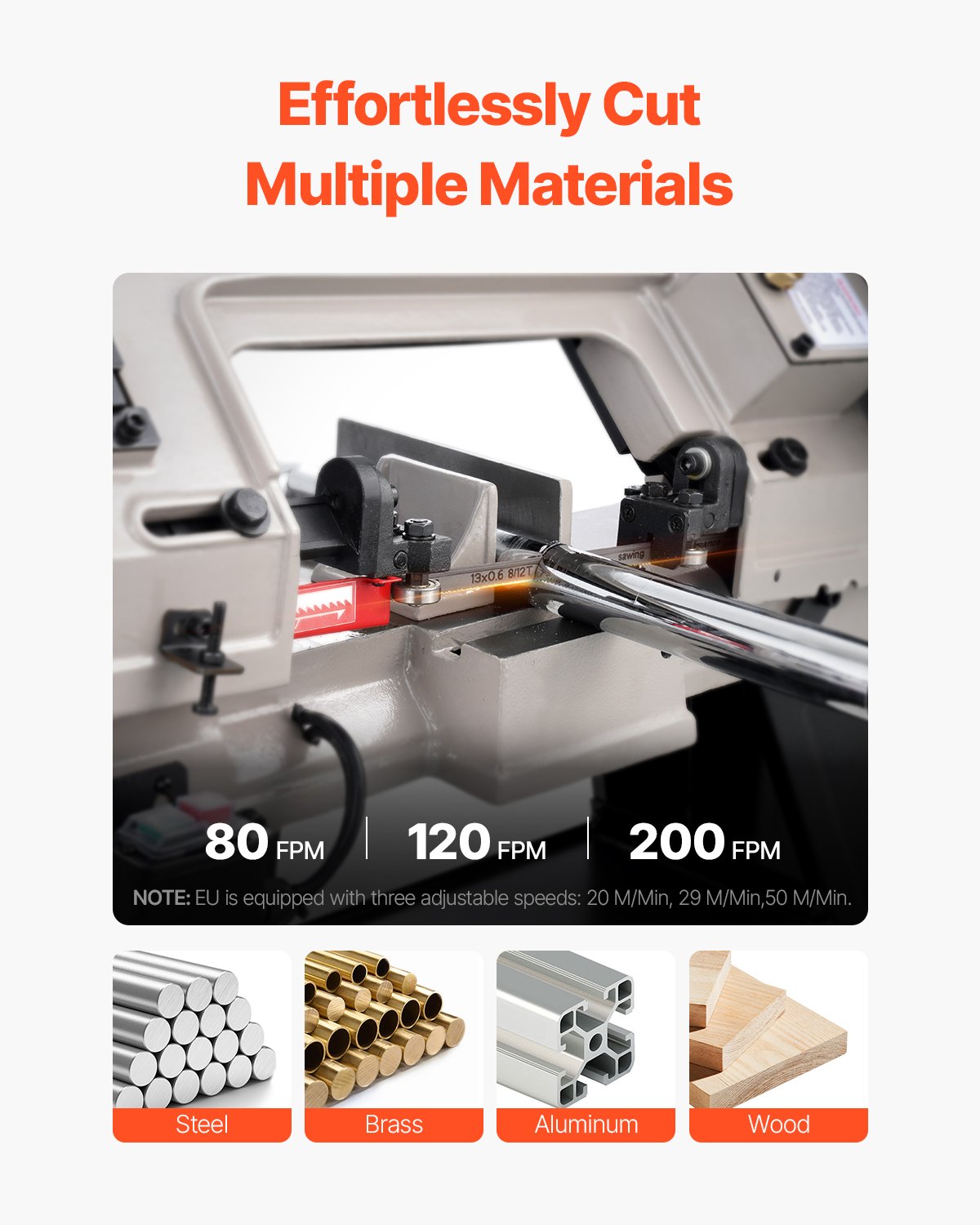 Metal Horizontal Band Saw, 102 x 152 mm(4 in x 6 in) Rectangular Cutting Capacity, 220V Metal Vertical Cutting Bandsaw with 550W Motor, 0-45° Angle Adjustment, Variable Speed, for Metal, Wood, and Plastic