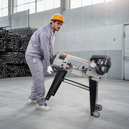 Metal Horizontal Band Saw, 102 x 152 mm(4 in x 6 in) Rectangular Cutting Capacity, 220V Metal Vertical Cutting Bandsaw with 550W Motor, 0-45° Angle Adjustment, Variable Speed, for Metal, Wood, and Plastic