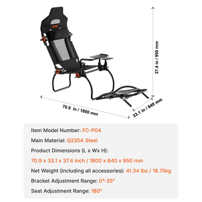 Klappbarer Rennlenkradständer für Logitech G923/G920/G29, Lenkradständer und Fußpedalwinkel verstellbar, tragbares Stahl-Fahrsimulator-Cockpit – Thrustmaster T248P, GT-/Formel-Modus, große Ausführung