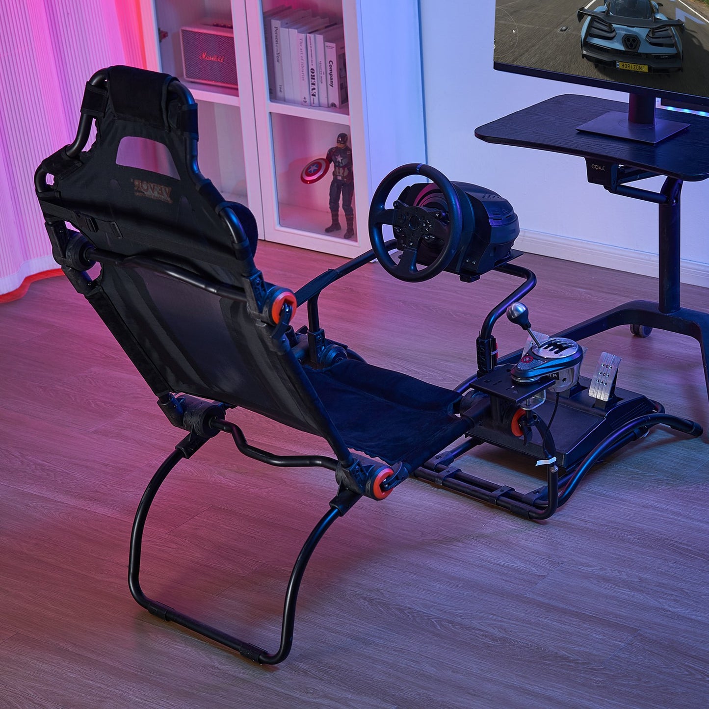 Klappbarer Rennlenkradständer für Logitech G923/G920/G29, Lenkradständer und Fußpedalwinkel verstellbar, tragbares Stahl-Fahrsimulator-Cockpit – Thrustmaster T248P, GT-/Formel-Modus, große Ausführung