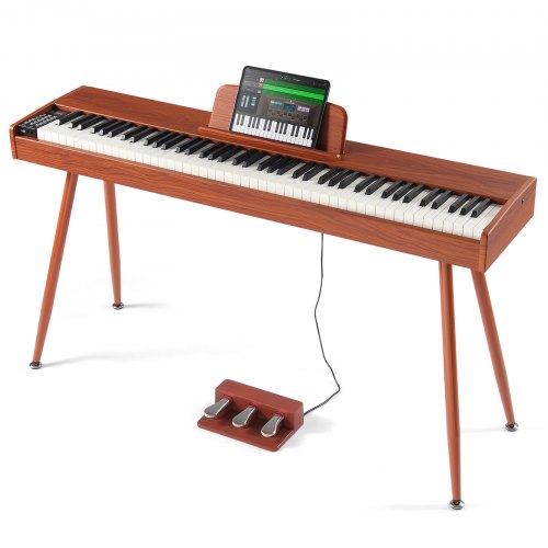 Gewichtetes Digitalpiano, 88 vollgewichtete Tasten, elektrisches Piano mit zwei Tastaturen und Lautsprechern, vierbeiniger Klavierständer mit Kopfhöreranschluss, 200 Klangfarben und Rhythmen, unterstützt Bluetooth/USB/MIDI, für Anfänger