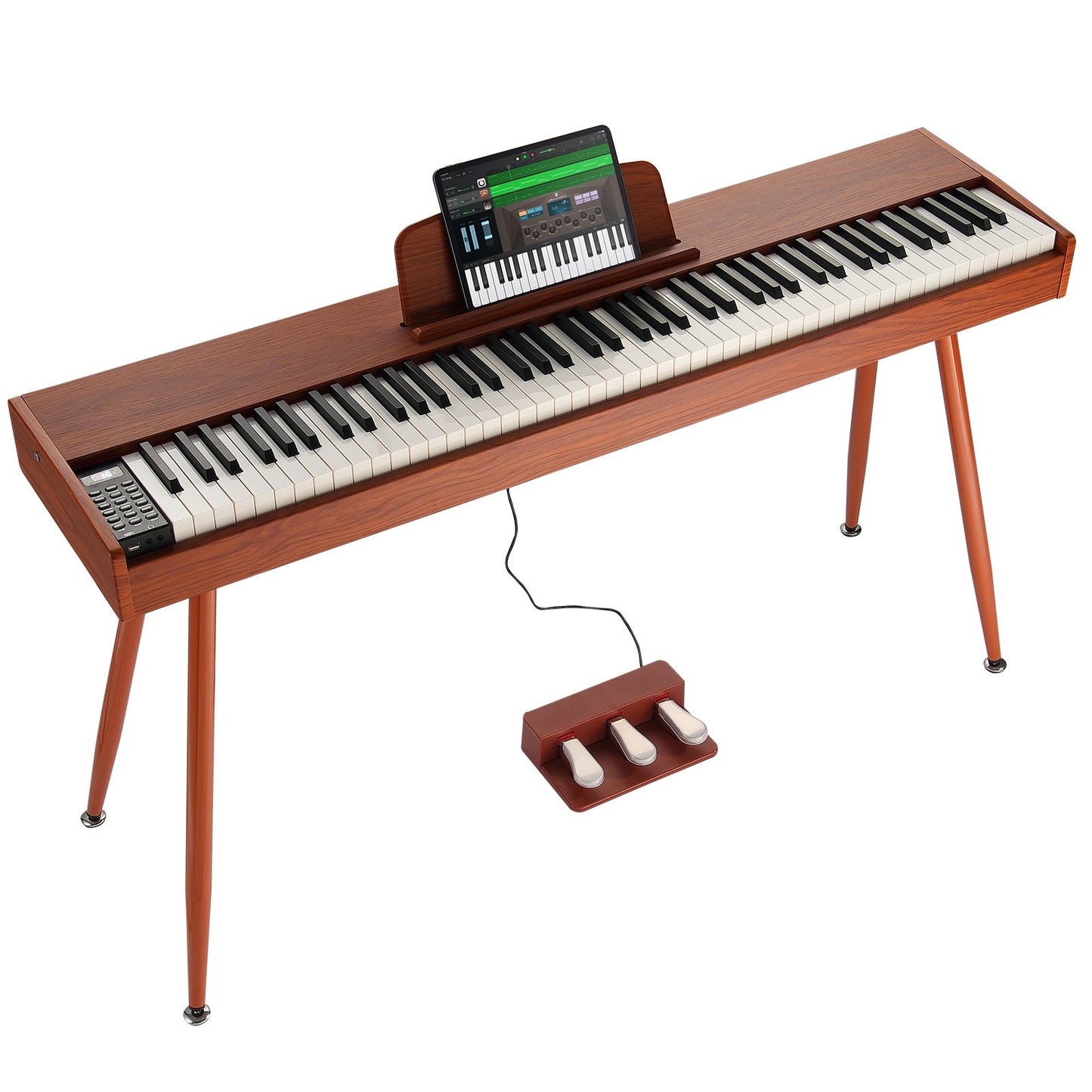 Gewichtetes Digitalpiano, 88 vollgewichtete Tasten, elektrisches Piano mit zwei Tastaturen und Lautsprechern, vierbeiniger Klavierständer mit Kopfhöreranschluss, 200 Klangfarben und Rhythmen, unterstützt Bluetooth/USB/MIDI, für Anfänger