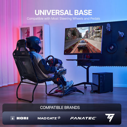 Zusammenklappbarer Rennlenkradständer für Logitech G923/G920/G29, Lenkradständer und Fußpedalwinkel verstellbar, tragbarer Fahrsimulator aus Stahl – Thrustmaster T248P, Fanatec, Hori, Compact