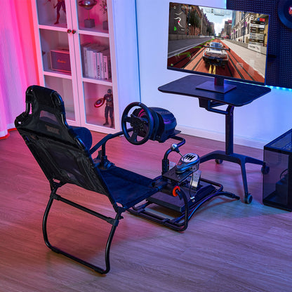 Zusammenklappbarer Rennlenkradständer für Logitech G923/G920/G29, Lenkradständer und Fußpedalwinkel verstellbar, tragbarer Fahrsimulator aus Stahl – Thrustmaster T248P, Fanatec, Hori, Compact