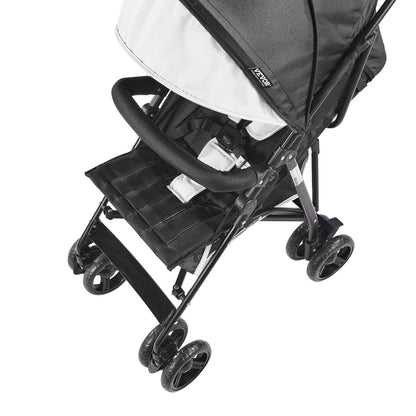 Leichter Buggy, kompakt und einfach zusammenklappbar, mehrfach verstellbare Rückenlehne, Rahmen aus Kohlenstoffstahl, großer Einkaufskorb, Regenschirmbuggy für Kleinkinder und Babys – ideal für Reisen und mehr, Schwarz/Weiß