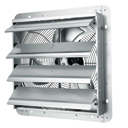 Jalousie-Abluftventilator, 406 mm, Hochgeschwindigkeits-Dachbodenventilator mit 1400 U/min und 2000 CFM, Aluminium-Wandmontage, mit Wechselstrommotor, Belüftung und Kühlung für Gewächshäuser, Garagen, Schuppen und Werkstätten