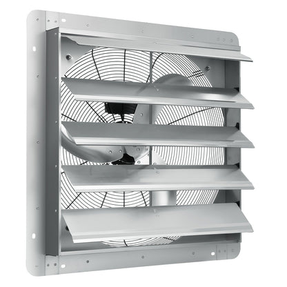 Jalousie-Abluftventilator, 610 mm, Hochgeschwindigkeits-Dachbodenventilator mit 1400 U/min und 2892 CFM, Aluminium-Wandmontage, mit Wechselstrommotor, Belüftung und Kühlung für Gewächshäuser, Garagen, Schuppen und Werkstätten