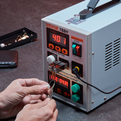 Akku-Punktschweißgerät, 788H Impuls-Punktschweißgerät &amp; Akkuladegerät, tragbare Hochleistungs-Akkuschweißmaschine mit 2 Schweißmodi und LED-Beleuchtung für 0,15 mm Reinnickel, 18650 14500 Akkupacks