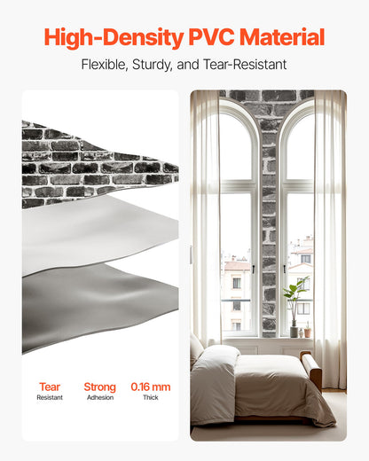 Selbstklebende Tapete, 45 cm x 10 m, Kontaktpapier, graue Ziegelsteinoptik, wasserfest, leicht zu reinigen und abziehbar, dekorative Vinylrolle für Schlafzimmer, Küche, Büro, Badezimmer, Schreibtisch