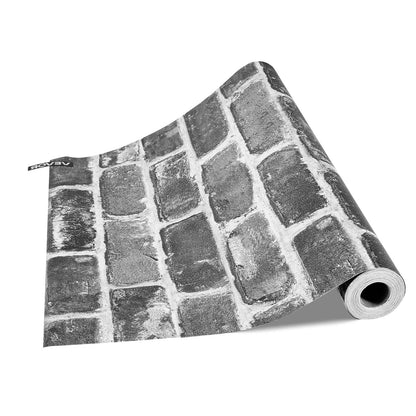 Selbstklebende Tapete, 45 cm x 10 m, Kontaktpapier, graue Ziegelsteinoptik, wasserfest, leicht zu reinigen und abziehbar, dekorative Vinylrolle für Schlafzimmer, Küche, Büro, Badezimmer, Schreibtisch