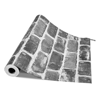 Selbstklebende Tapete, 45 cm x 10 m, Kontaktpapier, graue Ziegelsteinoptik, wasserfest, leicht zu reinigen und abziehbar, dekorative Vinylrolle für Schlafzimmer, Küche, Büro, Badezimmer, Schreibtisch