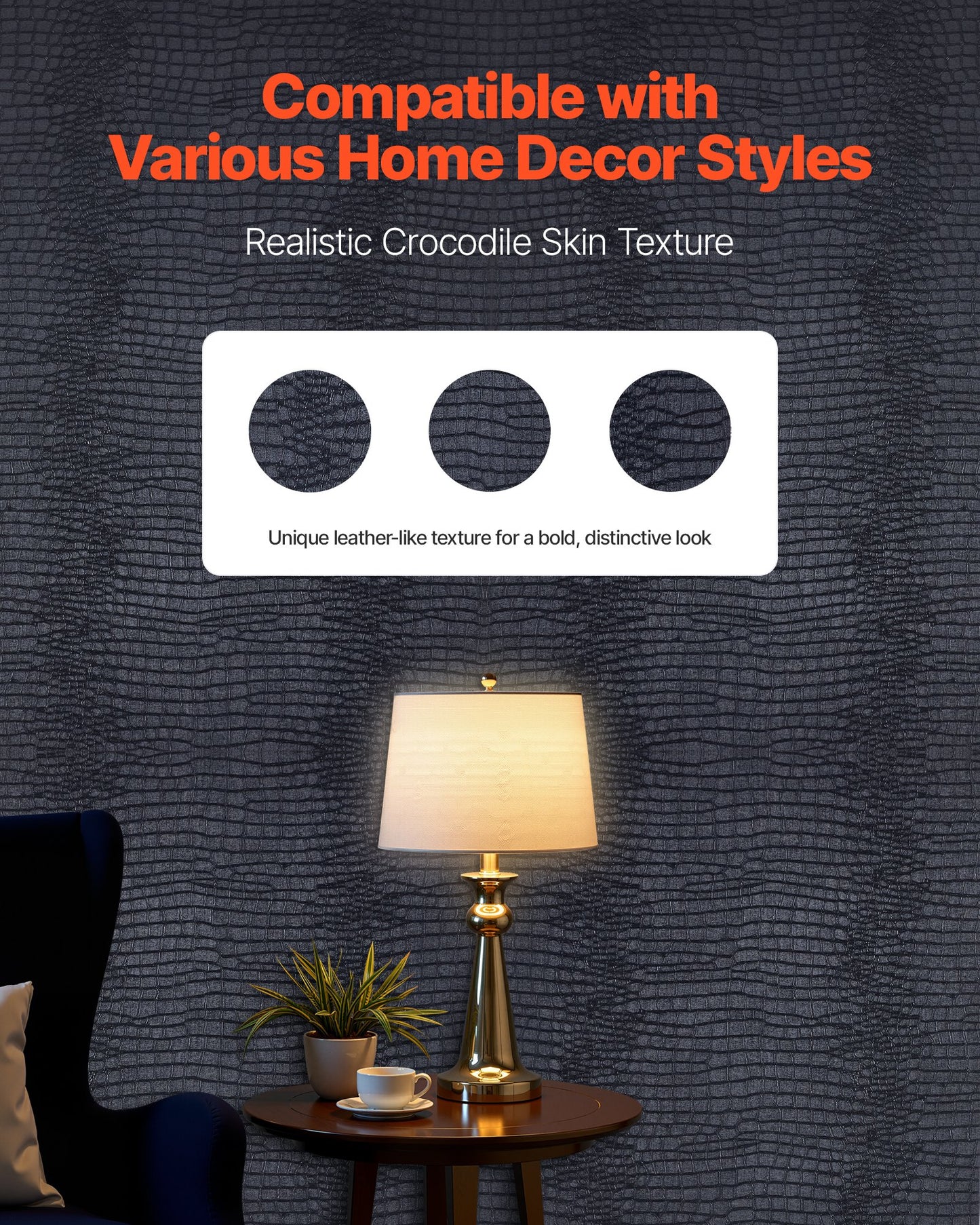 Peel and Stick Wallpaper, 40cm x 10m Contact Paper Black Cracked Texture Waterpoof Self Adhesive, Easy to Clean & Peel Wall Decorative Vinyl Roll for Bedroom Kitchen Office Bathroom