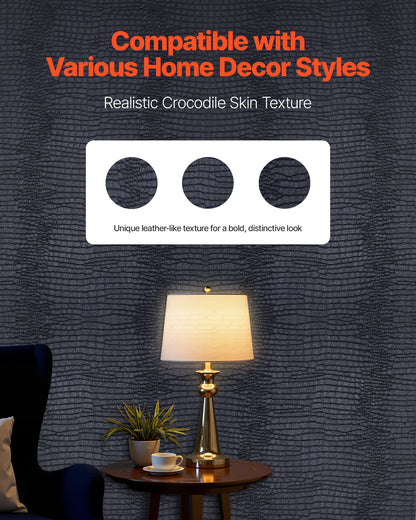 Peel and Stick Wallpaper, 40cm x 10m Contact Paper Black Cracked Texture Waterpoof Self Adhesive, Easy to Clean & Peel Wall Decorative Vinyl Roll for Bedroom Kitchen Office Bathroom