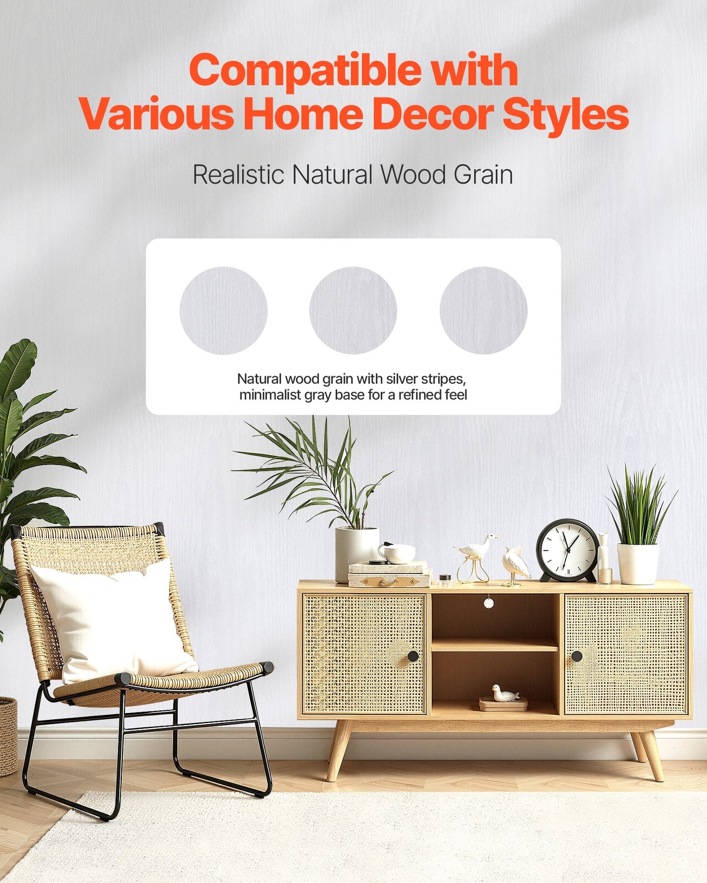 Selbstklebende Tapete, 45 cm x 10 m, Kontaktpapier, weiß, Holzmaserung, wasserfest, leicht zu reinigen und abziehbar, dekorative Vinylrolle für Schlafzimmer, Küche, Büro, Badezimmer, Schreibtisch