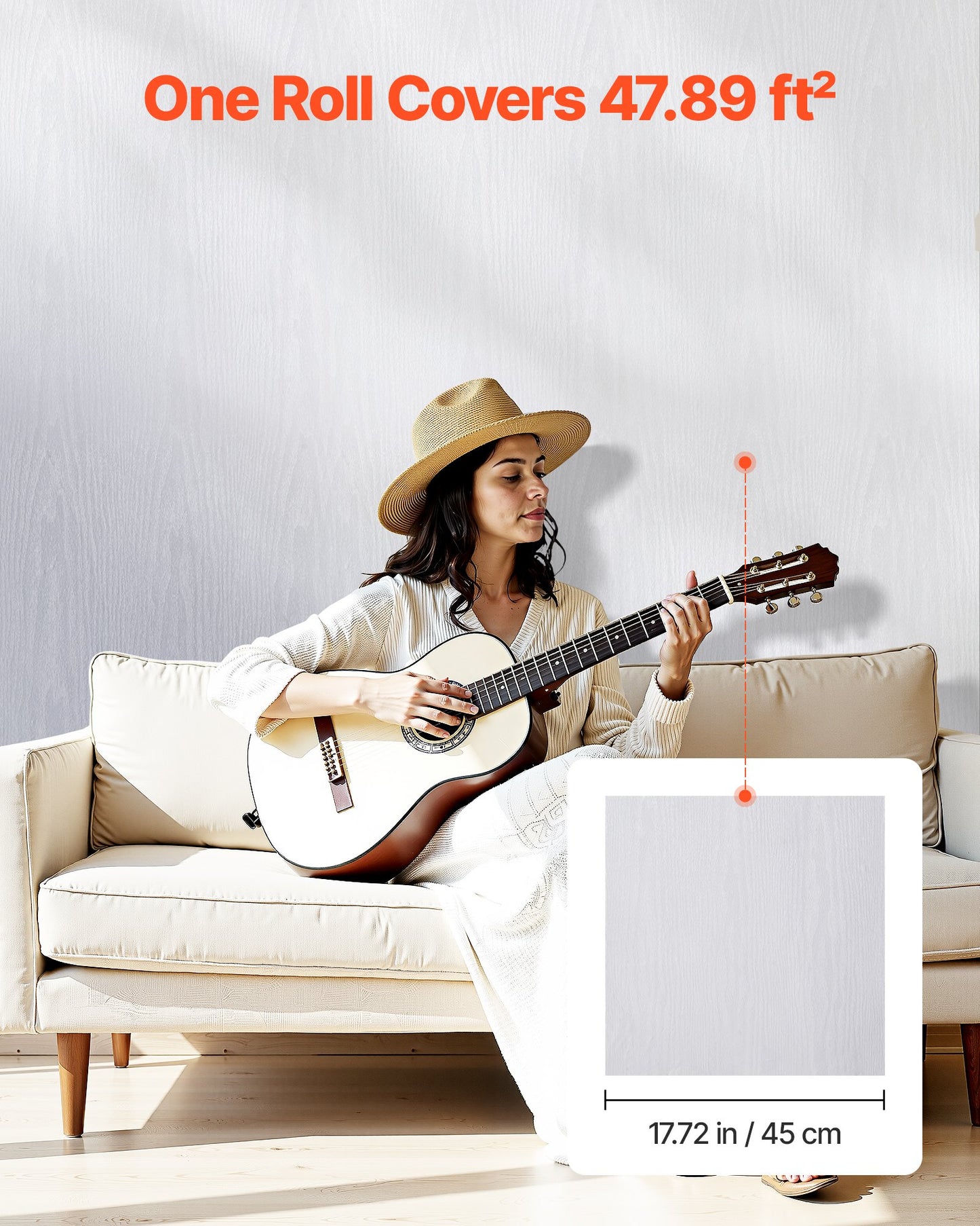 Selbstklebende Tapete, 45 cm x 10 m, Kontaktpapier, weiß, Holzmaserung, wasserfest, leicht zu reinigen und abziehbar, dekorative Vinylrolle für Schlafzimmer, Küche, Büro, Badezimmer, Schreibtisch