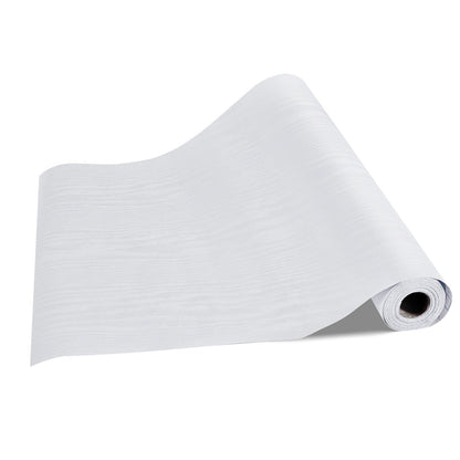 Selbstklebende Tapete, 45 cm x 10 m, Kontaktpapier, weiß, Holzmaserung, wasserfest, leicht zu reinigen und abziehbar, dekorative Vinylrolle für Schlafzimmer, Küche, Büro, Badezimmer, Schreibtisch