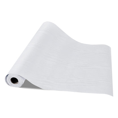 Selbstklebende Tapete, 45 cm x 10 m, Kontaktpapier, weiß, Holzmaserung, wasserfest, leicht zu reinigen und abziehbar, dekorative Vinylrolle für Schlafzimmer, Küche, Büro, Badezimmer, Schreibtisch