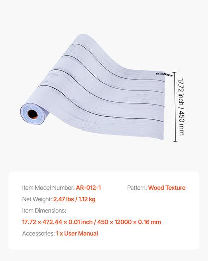 Selbstklebende Tapete, 45 cm x 12 m, Kontaktpapier, weiß, Holzstruktur, wasserfest, leicht zu reinigen und abziehbar, dekorative Vinylrolle für Schlafzimmer, Küche, Büro, Badezimmer, Schreibtisch