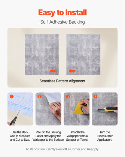 Selbstklebende, wasserfeste Kontaktfolie (40 cm x 15 m) im Industriestil, leicht zu reinigen, ideal für Schlafzimmer, Küche, Büro und Badezimmer. Dunkelgrau.