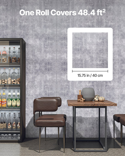 Selbstklebende, wasserfeste Kontaktfolie (40 cm x 15 m) im Industriestil, leicht zu reinigen, ideal für Schlafzimmer, Küche, Büro und Badezimmer. Dunkelgrau.
