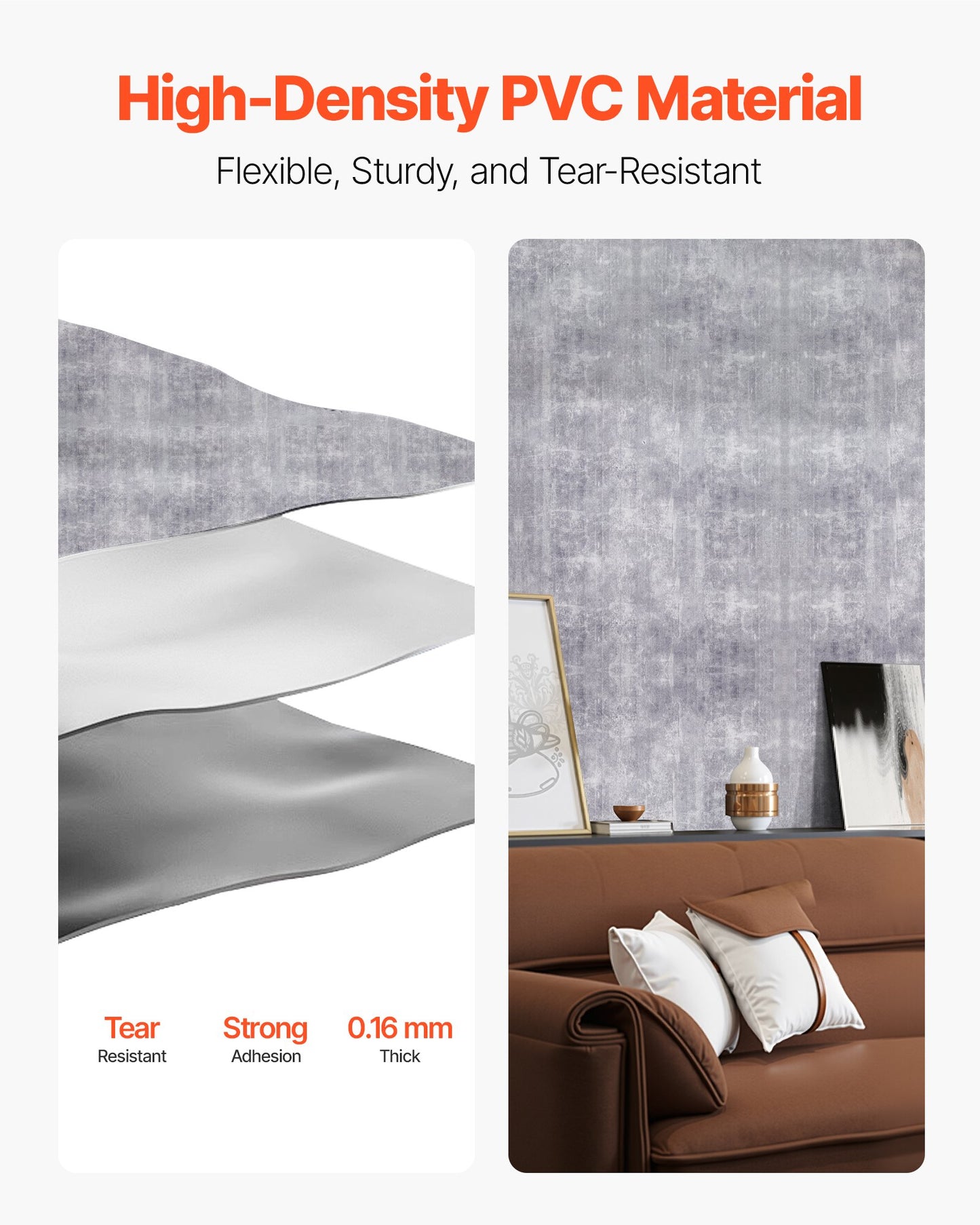 Selbstklebende, wasserfeste Kontaktfolie (40 cm x 15 m) im Industriestil, leicht zu reinigen, ideal für Schlafzimmer, Küche, Büro und Badezimmer. Dunkelgrau.