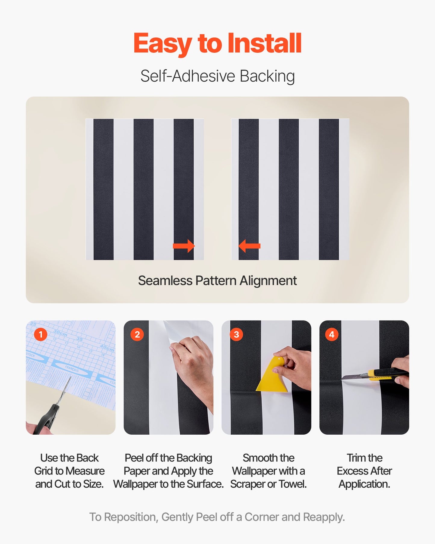 Selbstklebende Tapete, 45 cm x 15 m, Kontaktpapier, Schwarz-Weiß, modernes geometrisches Muster, wasserfest, leicht zu reinigen, dekorative Vinylrolle für Schlafzimmer, Küche, Büro, Badezimmer