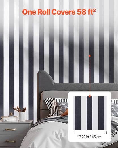 Selbstklebende Tapete, 45 cm x 15 m, Kontaktpapier, Schwarz-Weiß, modernes geometrisches Muster, wasserfest, leicht zu reinigen, dekorative Vinylrolle für Schlafzimmer, Küche, Büro, Badezimmer