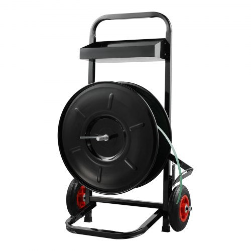 Banding Strapping Cart, for PET/PP/Fiber Strapping Coils with 8" Core Size, Heavy Duty Strapping Dispenser, Equipped with Anti-Retreat Pulleys, Upgrade Brake System, Spacious Tray for Tools