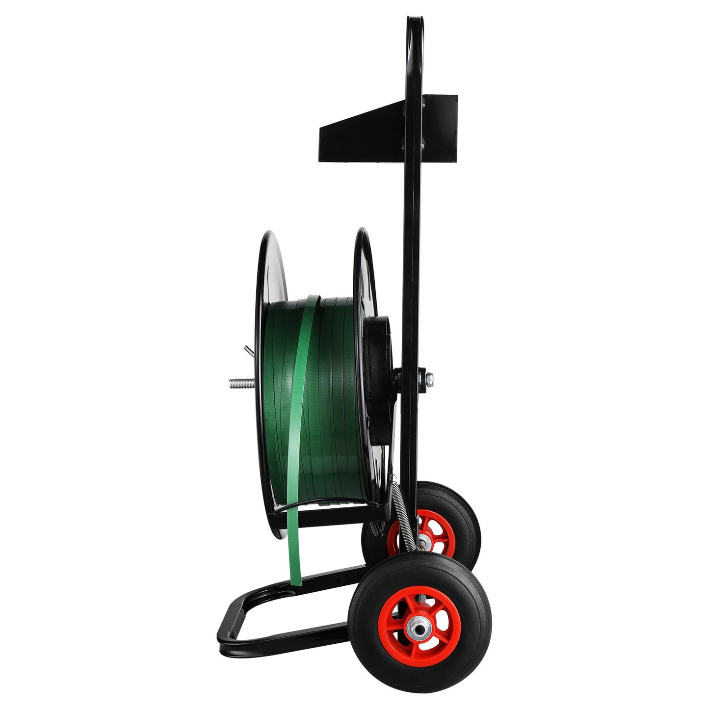 Banding Strapping Cart, for PET/PP/Fiber Strapping Coils with 8" Core Size, Heavy Duty Strapping Dispenser, Equipped with Anti-Retreat Pulleys, Upgrade Brake System, Spacious Tray for Tools