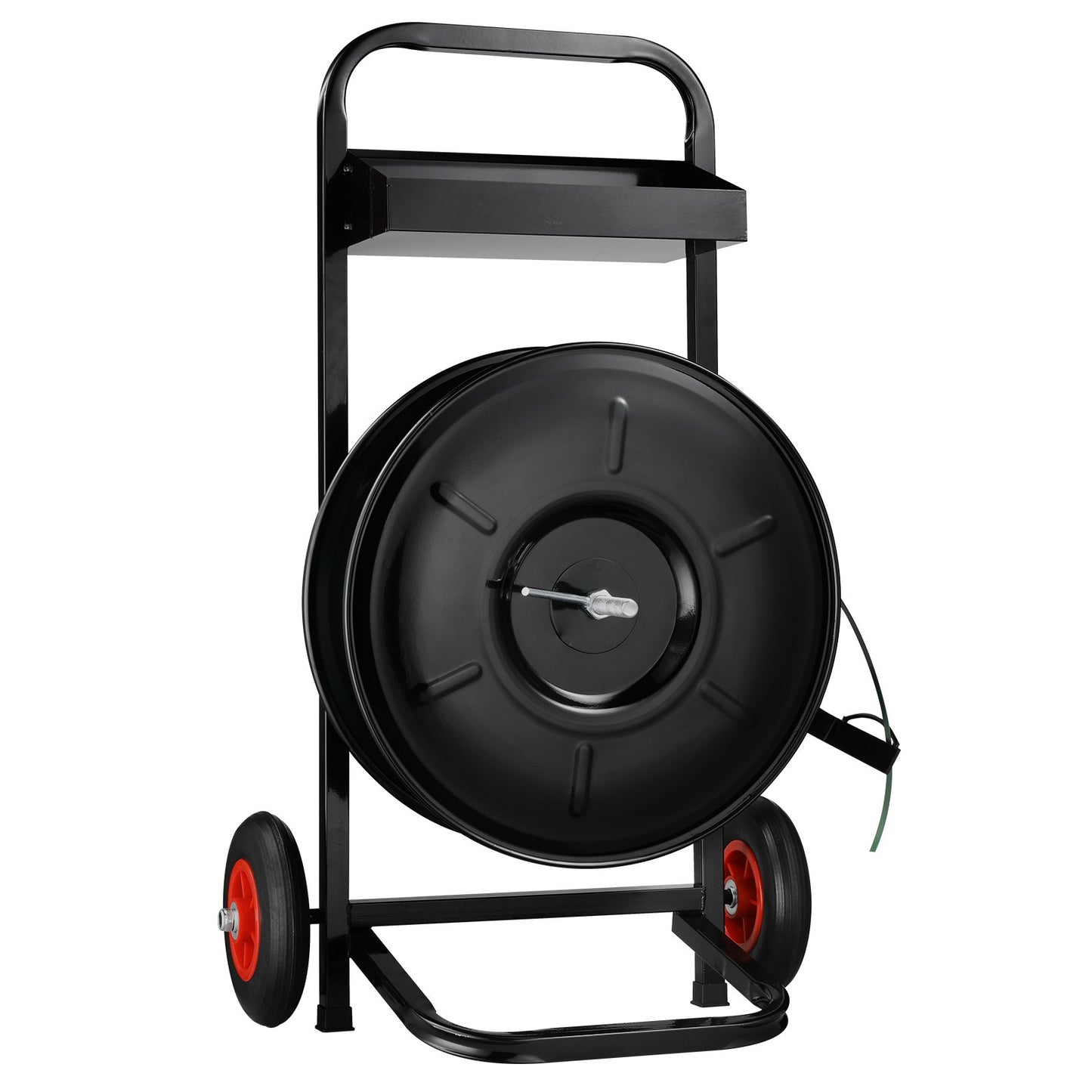 Banding Strapping Cart, for PET/PP/Fiber Strapping Coils with 8" Core Size, Heavy Duty Strapping Dispenser, Equipped with Anti-Retreat Pulleys, Upgrade Brake System, Spacious Tray for Tools