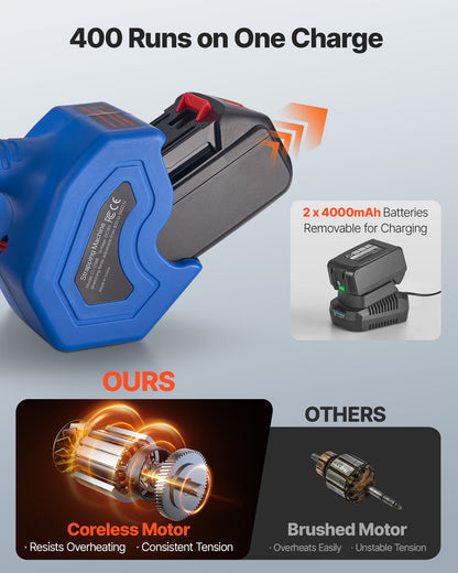 Elektrische Umreifungsmaschine, 2 x 4000-mAh-Akkus, automatisches Umreifungsgerät mit Digitalanzeige für 10–19 mm breite PET-Umreifungsbänder, Umreifungsspannmaschine für Verpackungskartons und Paletten