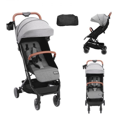 Standard Baby Infant Stroller, Toddler Stroller with 95°-175° Adjustable Backrest & & 0/90°Adjustable Footrest & One-click Folding, Newborn Stroller with Cup Holder and Carry Bag, Dark Grey