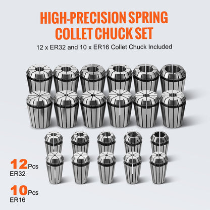 CAT40 Collet Holder ER 16/32 Collet Set, 35 PCs, SLN FMB ER16/32 APU Tool Holders Spring Steel Collet Chucks with 10 Pull Studs and 3 Wrenches, for Milling Machine Drill Presses Boring Machine