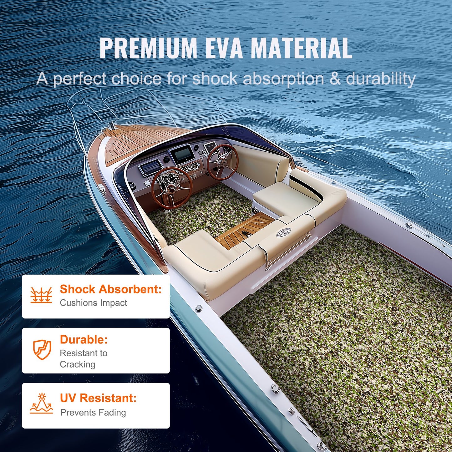 Boat Flooring, EVA Foam Boat Decking 94.5" x 35.4", Non-Slip Self-Adhesive Flooring, 23.2 sq.ft Marine Carpet for Boats, Yacht, Pontoon, Kayak Decking