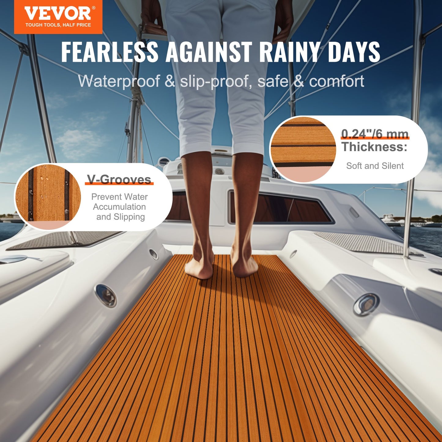 Boat Flooring, EVA Foam Boat Decking 240 x 116.8 cm, Non-Slip Self-Adhesive Flooring, 2.8 m² Marine Carpet for Boats, Yacht, Pontoon, Kayak Decking