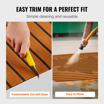 Boat Flooring, EVA Foam Boat Decking 240 x 89.9 cm, Non-Slip Self-Adhesive Flooring, 2.2 m² Marine Carpet for Boats, Yacht, Pontoon, Kayak Decking