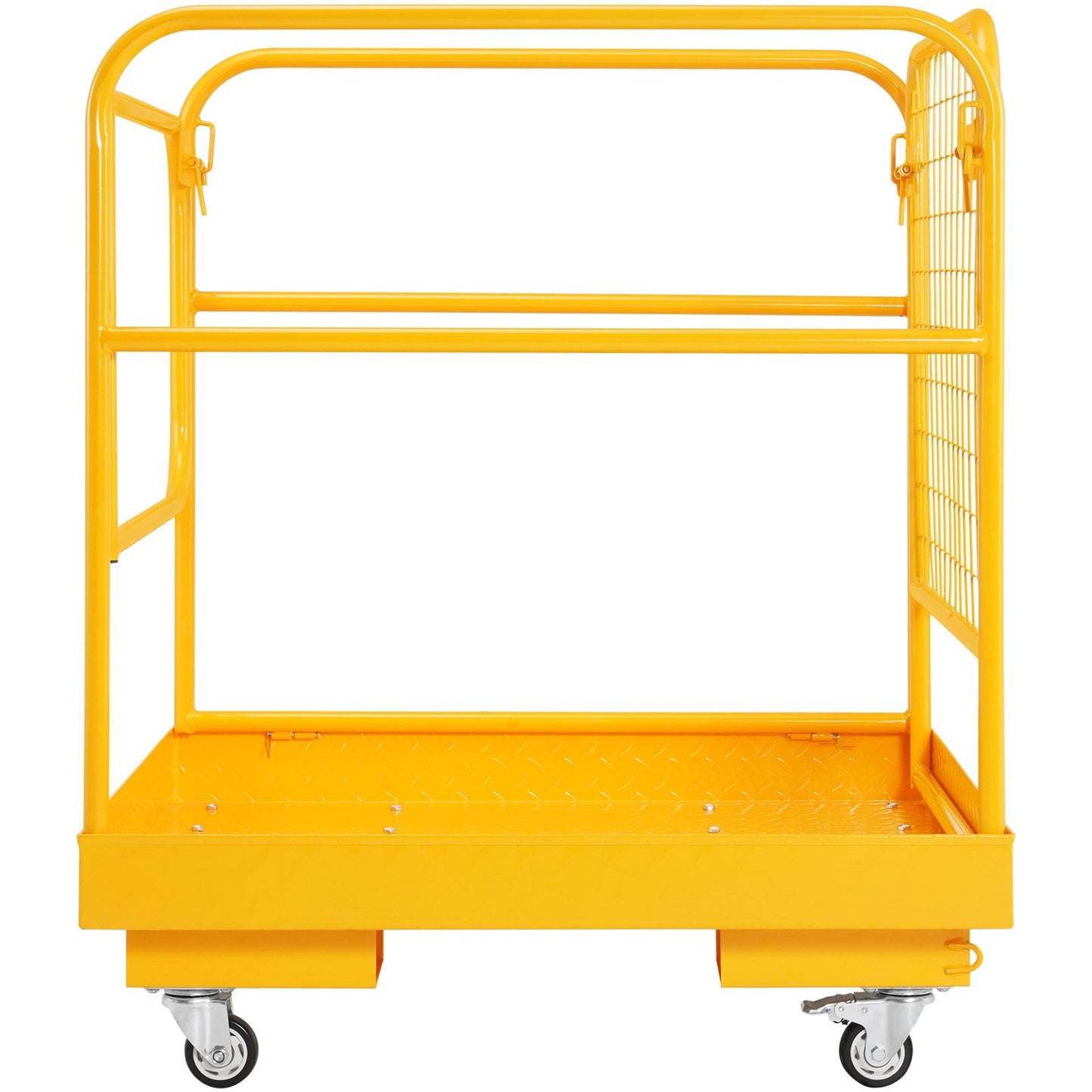 Forklift Safety Cage, 544.3 kg Load Capacity, 91.4 x 91.4 cm, Folding Forklift Work Platform with Lockable Swivel Wheels, Drain Hole & Device Chain, Holds 1 to 2 Adults, Perfect for Aerial Work