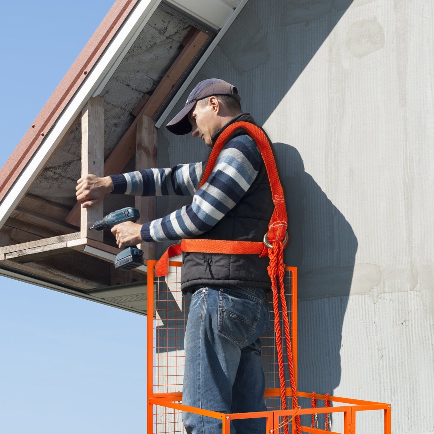 Forklift Safety Cage Work Platform 109 x 114.3 cm 635 kg w/ Wheels for Aerial