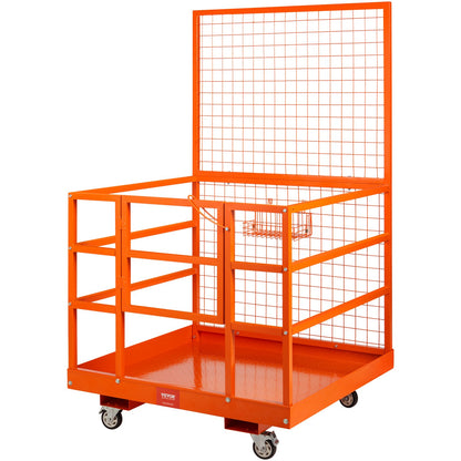 Forklift Safety Cage Work Platform 109 x 114.3 cm 635 kg w/ Wheels for Aerial