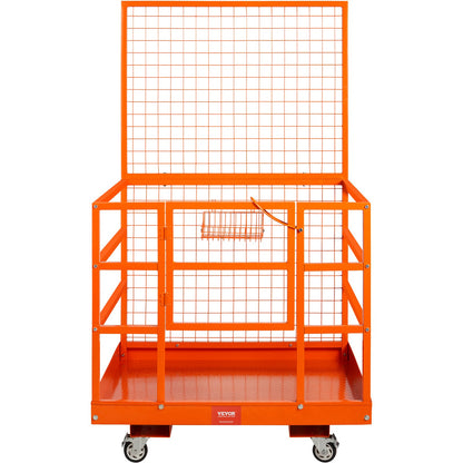 Forklift Safety Cage Work Platform 109 x 114.3 cm 635 kg w/ Wheels for Aerial