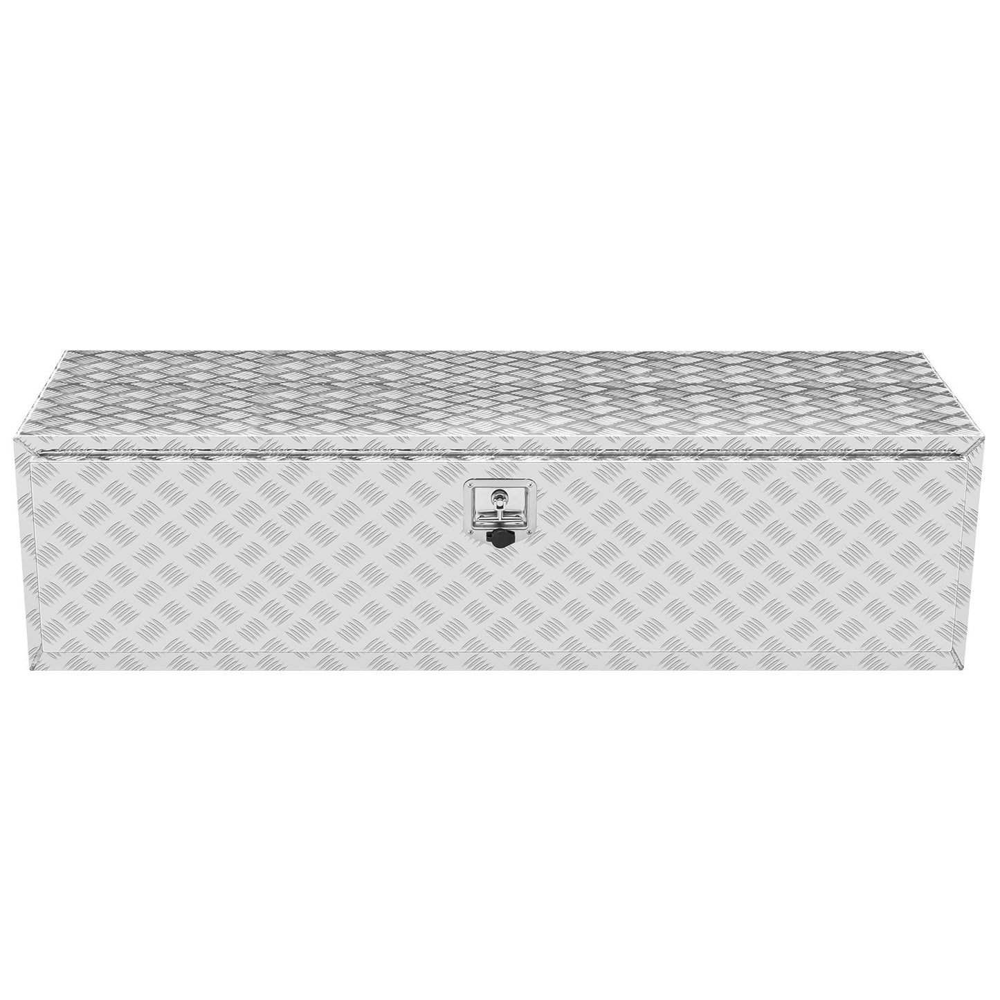 Underbody Truck Box, 1524 x 610 x 610 mm Pickup Storage Box, Heavy Duty Aluminum Diamond Plate Tool Box with Lock and Keys, Waterproof Trailer Storage Box with T-Handle Latch for Truck, Van, Trailer