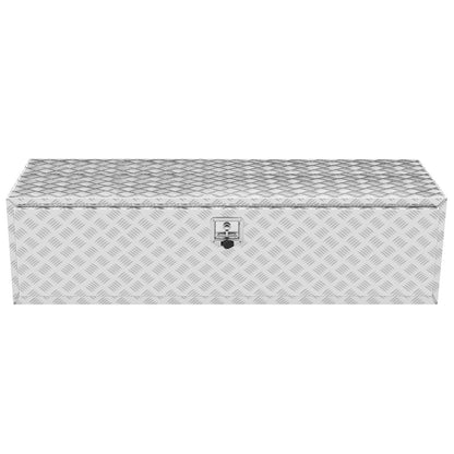 Underbody Truck Box, 1524 x 610 x 610 mm Pickup Storage Box, Heavy Duty Aluminum Diamond Plate Tool Box with Lock and Keys, Waterproof Trailer Storage Box with T-Handle Latch for Truck, Van, Trailer