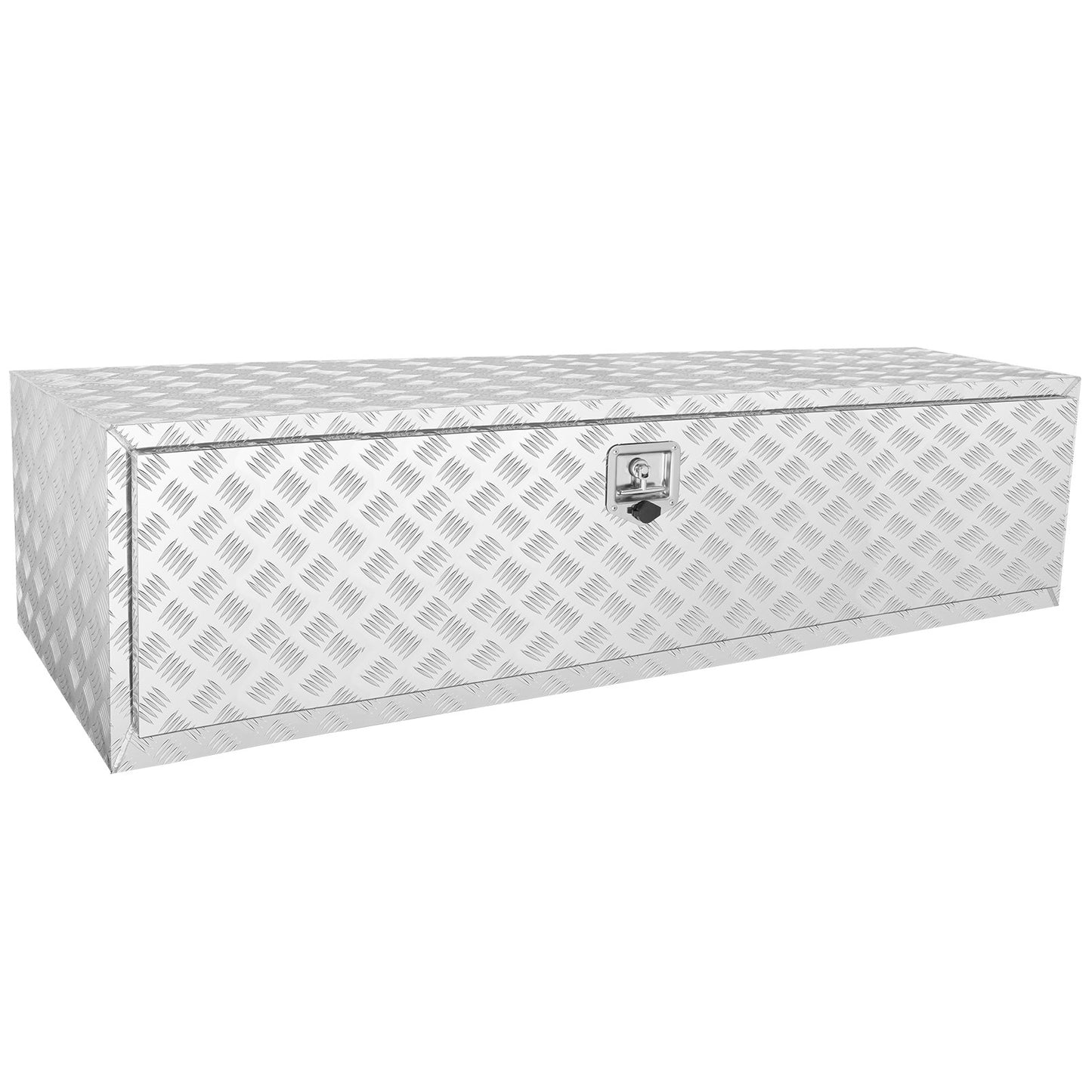 Underbody Truck Box, 1524 x 610 x 610 mm Pickup Storage Box, Heavy Duty Aluminum Diamond Plate Tool Box with Lock and Keys, Waterproof Trailer Storage Box with T-Handle Latch for Truck, Van, Trailer
