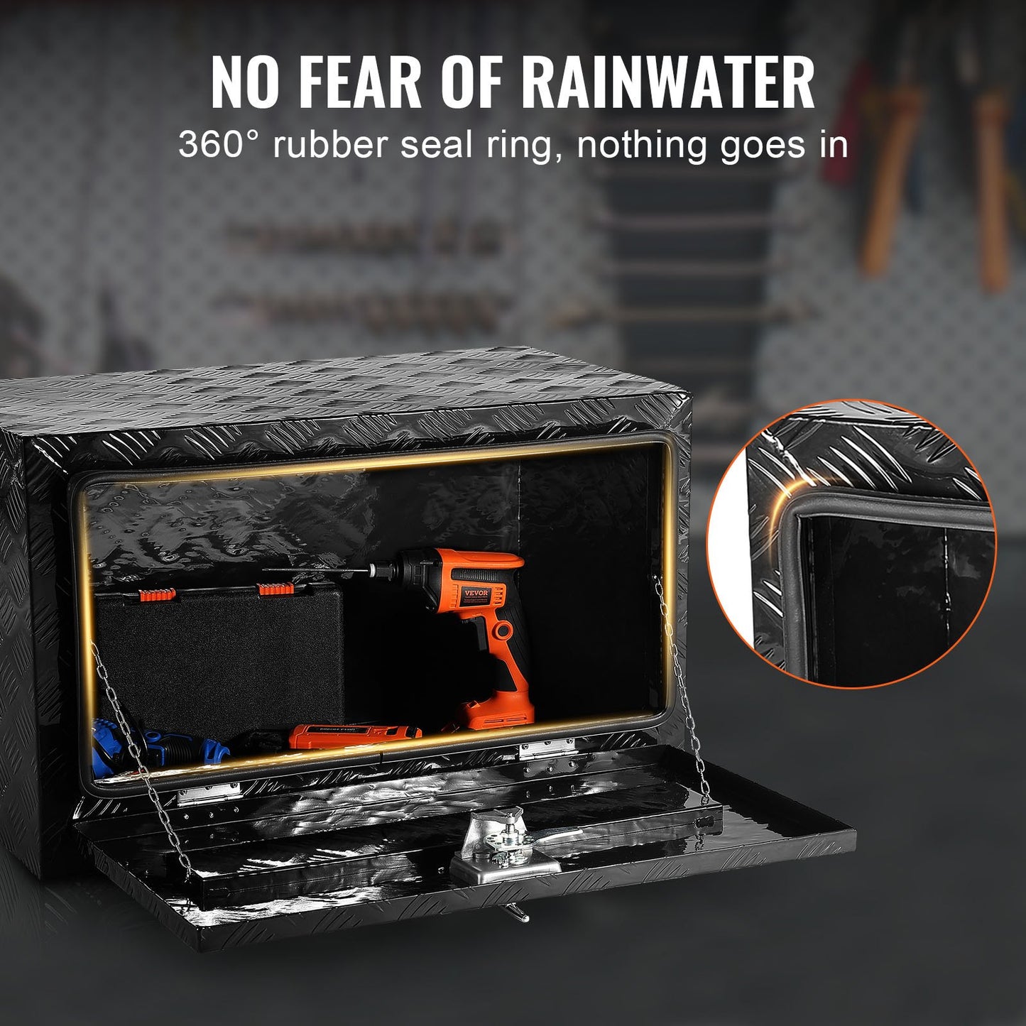 Underbody Truck Box, 30" x 17" x 18" Pickup Storage Box, Heavy Duty Aluminum Diamond Plate Tool Box with Lock and Keys, Waterproof Trailer Storage Box with T-Handle Latch for Truck, Van, Trailer