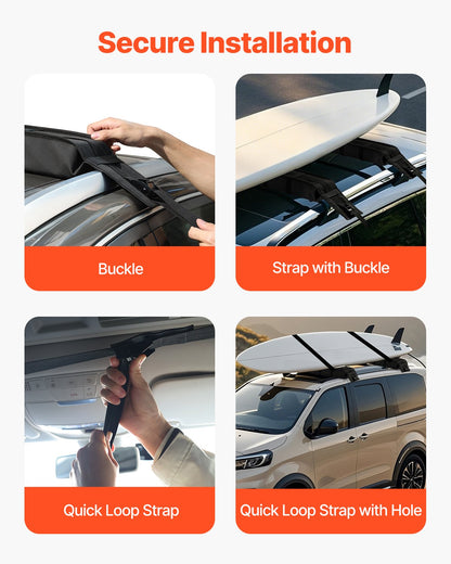 Soft Roof Rack Pads, 33-Inch Universal Car Roof Rack Pad, 176LBS Load Capacity Luggage Kayak Carrier with 2 Tie-Down Straps and Portable Storage Bag for SUP Canoe Snowboard Paddle Board