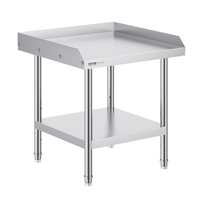 Stainless Steel Work Table, 24 x 24 x 26 Inch Commercial Food Prep Worktable, 3-Sided Backsplash Heavy Duty Prep Worktable, Metal Work Table with Adjustable Height for Restaurant Home Hotel