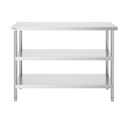Stainless Steel Food Prep Table Commercial Kitchen Work Table 45.7x121.9 cm