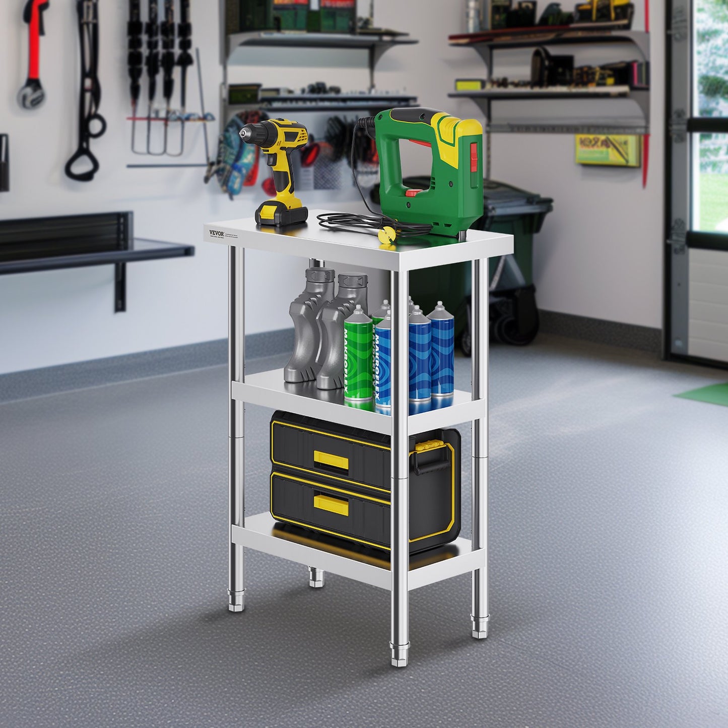 Lebensmittelzubereitungstisch aus Edelstahl, gewerblicher Küchenarbeitstisch, 35,6 x 61 cm